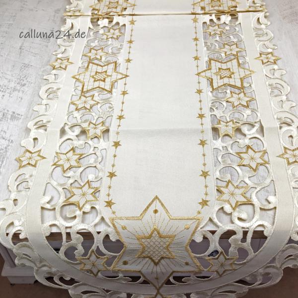 Tischläufer Tischdecke Bestickt Gold Weihnachten Edel Landhaus